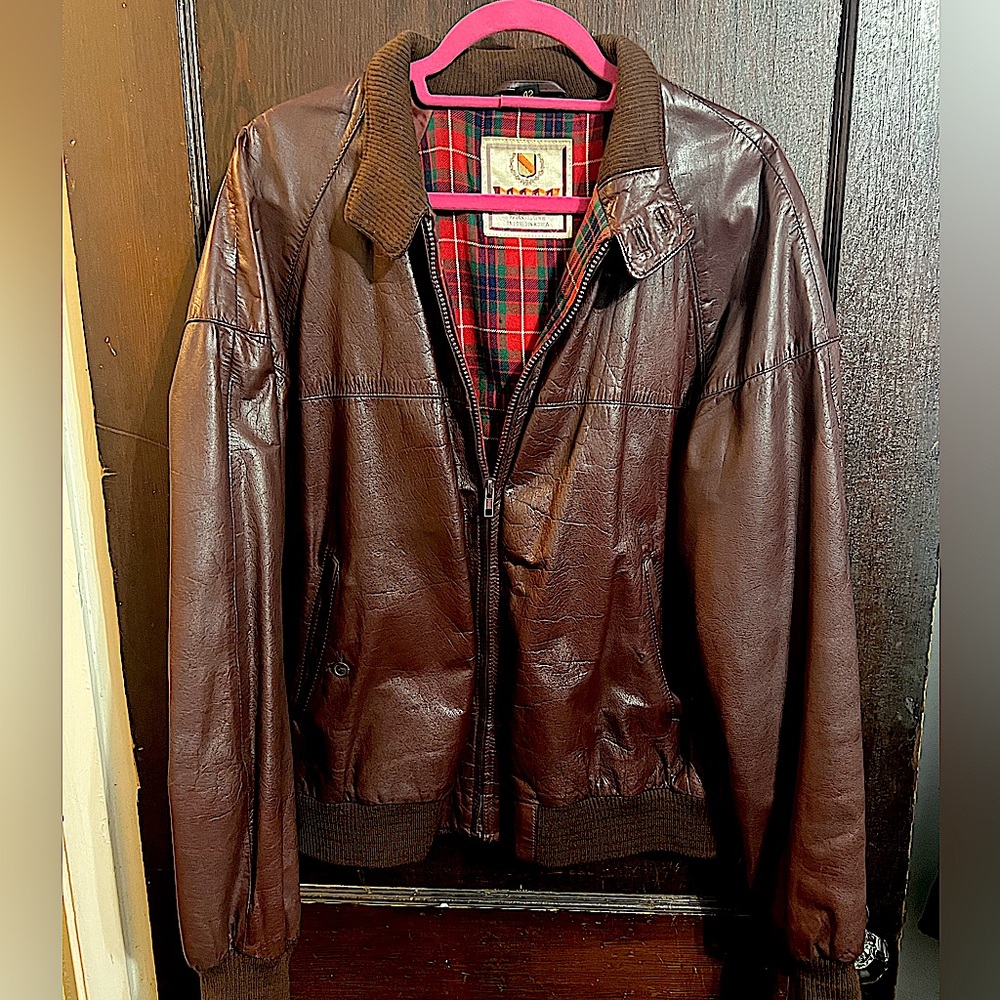 1970s Baracuta G9 Leather Bomber Jacket by Van Huesen